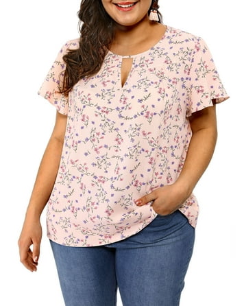 Colorblock Chiffon Short Sleeve Plus Size Tops Colorblock Chiffon Short Sleeve Plus Size Tops