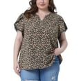thumbnail image 1 of Agnes Orinda Women's Plus Size Tops Floral V Neck Tulip Short Sleeve Blouses Summer Tunic Tops 1X Black, 1 of 6