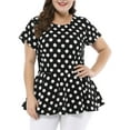 thumbnail image 1 of Agnes Orinda Women's Plus Size Easter Tops Peplum Hem Short Sleeve Summer Polka Dot Shirts Blouses 2X Black, 1 of 7