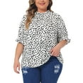 thumbnail image 1 of Agnes Orinda Women's Plus Size Tops Polka Dots Ruffle Hem Short Sleeve Mock Neck Blouses 4X White, 1 of 6