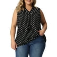 thumbnail image 1 of Agnes Orinda Women's Plus?Size?Tops Polka Dots Tie?V Neck Sleeveless Classic Blouses 1X Black, 1 of 6