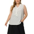 thumbnail image 1 of Agnes Orinda Women's Plus?Size?Tops Polka Dots Tie?V Neck Sleeveless Classic Blouses 1X White, 1 of 7