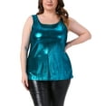 thumbnail image 1 of Agnes Orinda Women's Plus Size Tops Round Neck Sleeveless Party Clubwear Holographic Shiny Metallic Tank Top 4X Blue, 1 of 6