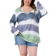 thumbnail image 1 of Agnes Orinda Women's Plus Size Tops Tie Dye V Neck Long Sleeve T-Shirts Basics Casual Blouses 3X Green, 1 of 6