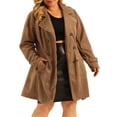 thumbnail image 1 of Agnes Orinda Women's Plus Size Coat Faux Suede Double Breasted Belted Coat Fall Winter Jacket 1X Brown, 1 of 6