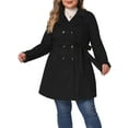 thumbnail image 1 of Agnes Orinda Women's Plus Size Coat Faux Suede Double Breasted Belted Coat Fall Winter Jacket 2X Black, 1 of 5