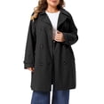 thumbnail image 1 of Agnes Orinda Women's Plus Size Trench Coats Notch Lapel Double Breasted Detachable Hood Winter Midi Pea Coats Jacket with Pocket 3X Black, 1 of 6