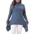 thumbnail image 1 of Agnes Orinda Women's Plus Size Turtleneck Tunic Sweater Long Sleeve Asymmetric Hem Soft Warm Casual Ribbed Knit Top 3X Large Blue, 1 of 8