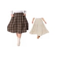 thumbnail image 1 of NOMADIC NOOK Women's Plus Size Two Pieces A Line Knee Length Flare Plaid Skirts 2X Beige/Brown, 1 of 6