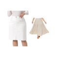 thumbnail image 1 of NOMADIC NOOK Women's Plus Size Two Pieces Denim Skirt and Swing Skirt Slash Elastic Waist Back Flared Vent Jeans Skirts 1X Beige/White, 1 of 7