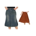 thumbnail image 1 of NOMADIC NOOK Women's Plus Size Two Pieces Fishtail Jean Skirts and Swing Skirt Vintage High Waist Raw Hem Front Slit Casual Denim Skirt 2X Caramel/Grey Blue, 1 of 7