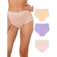 thumbnail image 1 of INSPIRE CHIC Women's Plus Size Underwear Stretch Packs Lace High Waist Comfort Briefs, 1 of 6