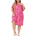thumbnail image 1 of Agnes Orinda Women's Plus Size V Neck Short Sleeve Nightgown Pocket Sleepshirts 2X Hot Pink, 1 of 5