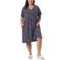 thumbnail image 1 of Agnes Orinda Women's Plus Size V Neck Short Sleeve Nightgown Pocket Sleepshirts 3X Dark Blue, 1 of 6