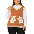thumbnail image 1 of Agnes Orinda Women's Plus Size V Neck Sleeveless Bear Knit Sweater Vest, 1 of 6