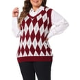 thumbnail image 1 of GRACE & GRANDEUR Women's Plus Size V Neck Sleeveless Pullover Knit Sweater Vest 4X Burgundy, 1 of 6