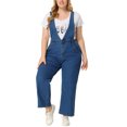 thumbnail image 1 of Agnes Orinda Women's Plus Size V Neck Straps Chambray Long Denim Jumpsuit 1X Blue, 1 of 7