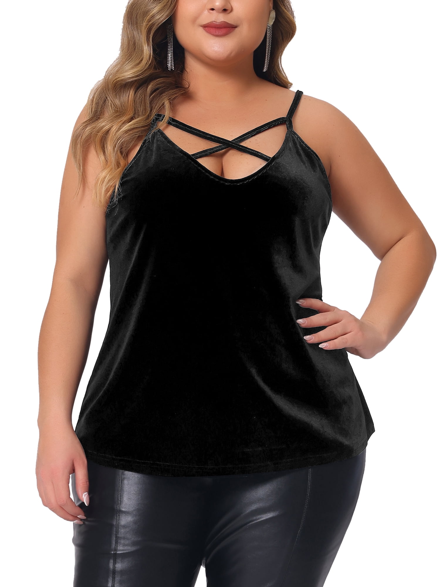 トップス BELPER VELVET CAMISOLE(BLACK) VelvetLaceTankBlackFrontView_7