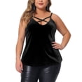 thumbnail image 1 of Agnes Orinda Women's Plus Size Velvet Criss Cross V Neck Spaghetti Strap Cami Velvet Tank Top, 1 of 5