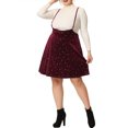 thumbnail image 1 of Agnes Orinda Women's Plus Size Velvet Skater Skirts High Waist Shiny Stars Suspender Skirt 1X Burgundy, 1 of 5