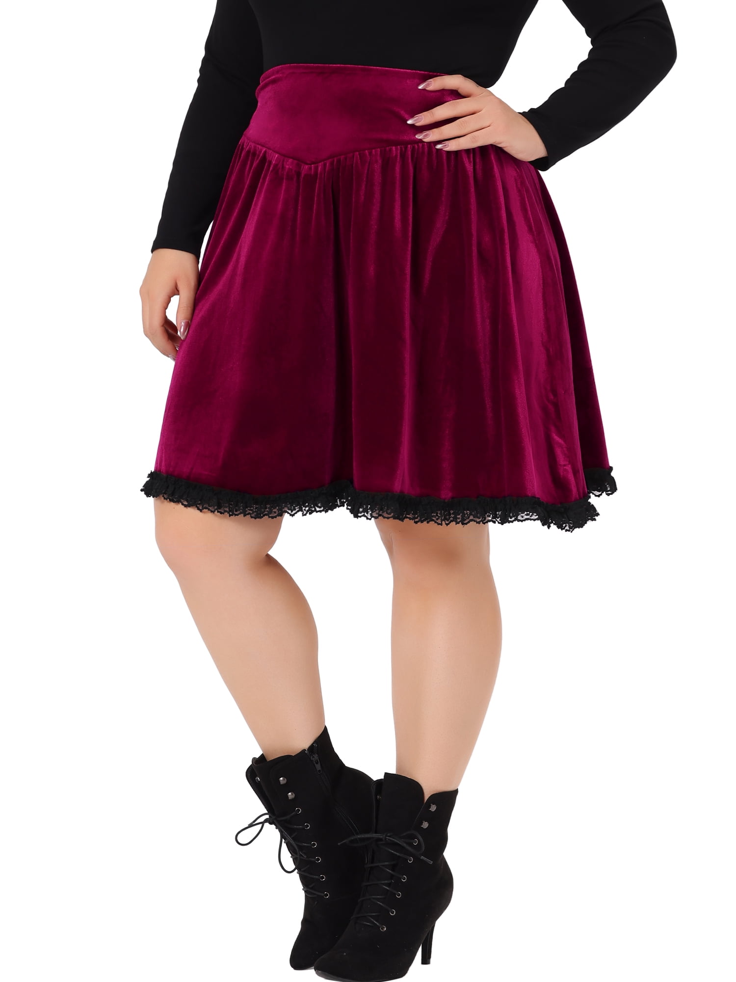  Agnes Orinda Plus Size Vintage Skirt for Women 2024 A-line  Plaid Printed Flare Elastic High Waist Midi Skirts 1X Black : Clothing,  Shoes & Jewelry