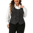 thumbnail image 1 of Agnes Orinda Plus Size Vest for Women Sleeveless Jacquard Jacket Steampunk Waistcoat 1X Black, 1 of 6