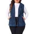 thumbnail image 1 of Agnes Orinda Women's Plus Size Sleeveless Zipper Side Pocket Casual Corduroy Vest Jackets 4X Dark Blue, 1 of 6
