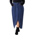 thumbnail image 1 of Agnes Orinda Women's Plus Size Vintage Denim Maxi Skirt Frayed Raw Hem High Waist Front Slit Long Jean Skirts 4X Dark Blue, 1 of 5