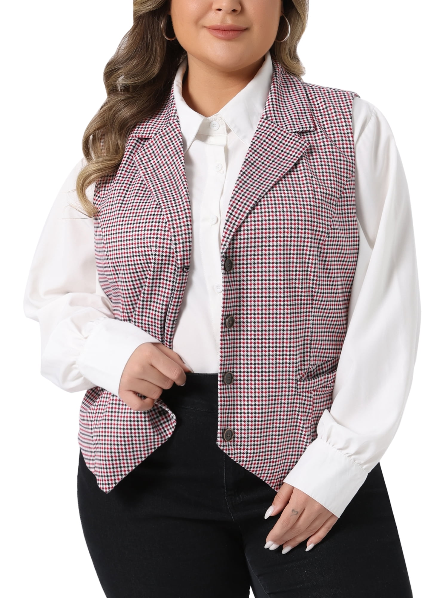 Agnes Orinda Women's Plus Size Waistcoat Vest Vintage Vest Button ...