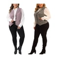 thumbnail image 1 of Agnes Orinda Women's Plus Size Waistcoat Vest Vintage Vest Button Steampunk Two Piece Jacquard Jacket 3X Red/Brown, 1 of 6
