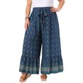 thumbnail image 1 of Agnes Orinda Women's Plus Size Wide Leg Pants Belted Boho Print High Waisted Palazzo Pants Flowy Summer Beach Trousers with Pocket 3X Navy Blue, 1 of 6