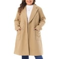 thumbnail image 1 of Agnes Orinda Women's Plus Size St. Patrick's Day Long Winter Coats Notch Lapel Double Breasted Pea Trench Coats 3X Khaki, 1 of 7