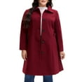 thumbnail image 1 of GRACE & GRANDEUR Women's Plus Size Winter Coats Single Breasted Jackets Long Trench Coats 1X Burgundy, 1 of 7