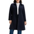 thumbnail image 1 of GRACE & GRANDEUR Women's Plus Size Winter Coats Single Breasted Jackets Long Trench Coats 1X Dark Blue, 1 of 8