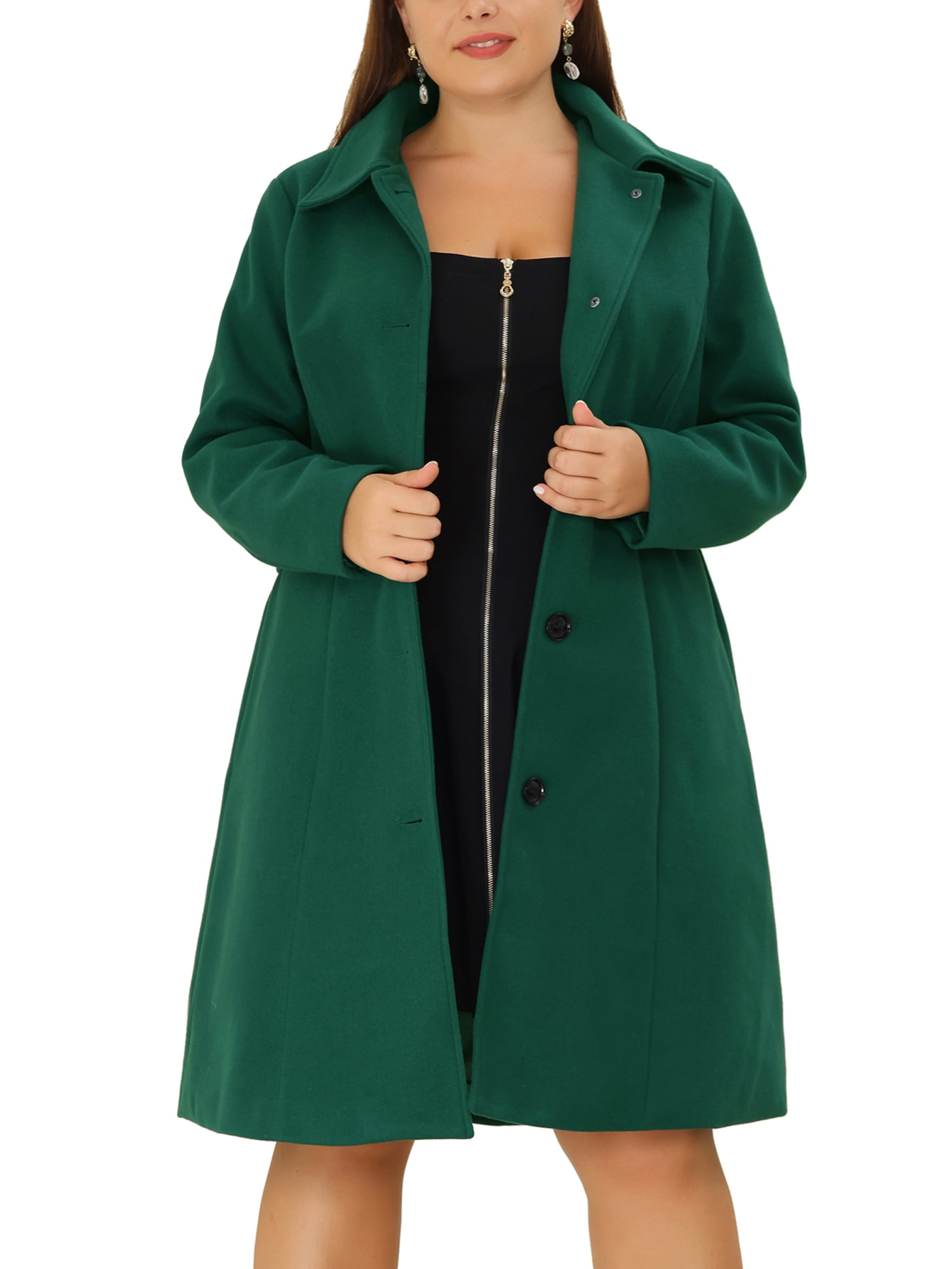 GRACE & GRANDEUR Women's Plus Size Winter Coats Single Breasted