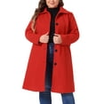 thumbnail image 1 of GRACE & GRANDEUR Women's Plus Size Winter Coats Single Breasted Jackets Long Trench Coats 1X Red, 1 of 7