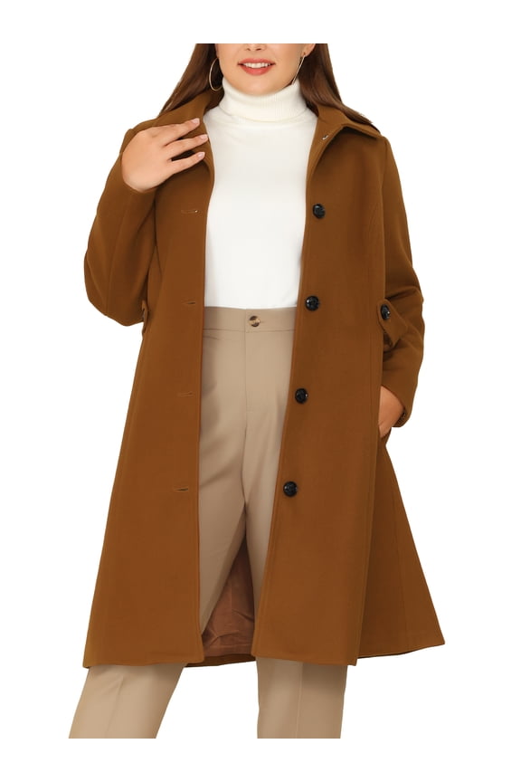 Women's Plus Size Winter Coats Single Breasted Jackets Long Trench Coats 2X Brown