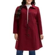 GRACE & GRANDEUR Women's Plus Size Winter Coats Single Breasted Jackets Long Trench Coats 1X Grey