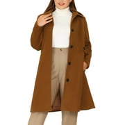 GRACE & GRANDEUR Women's Plus Size Winter Coats Single Breasted Jackets Long Trench Coats 3X Dark Red