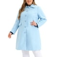 thumbnail image 1 of Agnes Orinda Women's Plus Size Coats Peter Pan Collar Single Breasted With Pockets Trench Winter Long Peacoat 3X Blue, 1 of 6