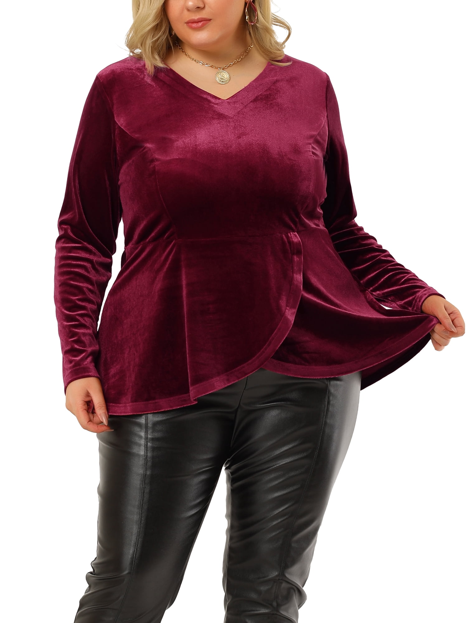 plus size velvet blouse