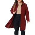 thumbnail image 1 of Agnes Orinda Women's Plus Size Coat Solid Single Breasted Long Fall Winter Outerwear with Pockets 1X Dark Red, 1 of 7