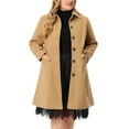 thumbnail image 1 of Agnes Orinda Women's Plus Size Coat Solid Single Breasted Long Fall Winter Outerwear with Pockets 3X Khaki, 1 of 8