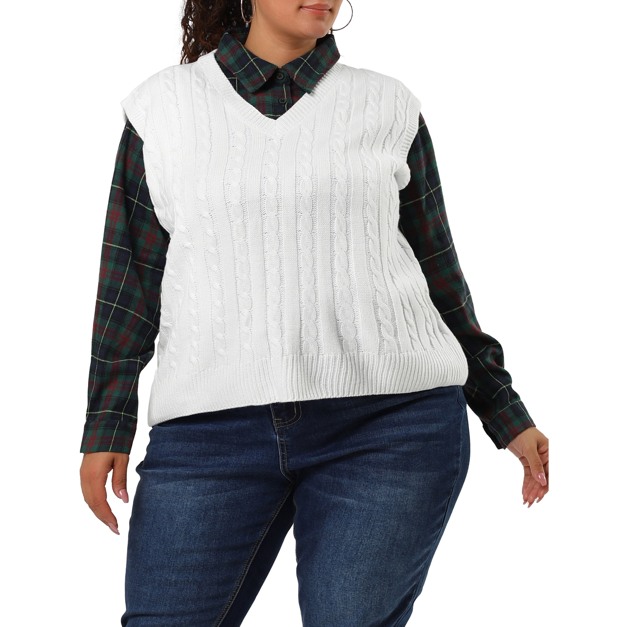 Agnes Orinda Women's Plus Size Winter V Neck Sweater Vests - Walmart.com