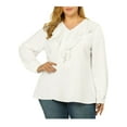 thumbnail image 1 of Agnes Orinda Women's Plus Size Winter Work Formal Ruffle V Neck Chiffon Blouse, 1 of 6