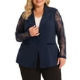 thumbnail image 1 of Agnes Orinda Women's Plus Size Work Notch Lapel Lace Front Blazers Jackets, 1 of 6