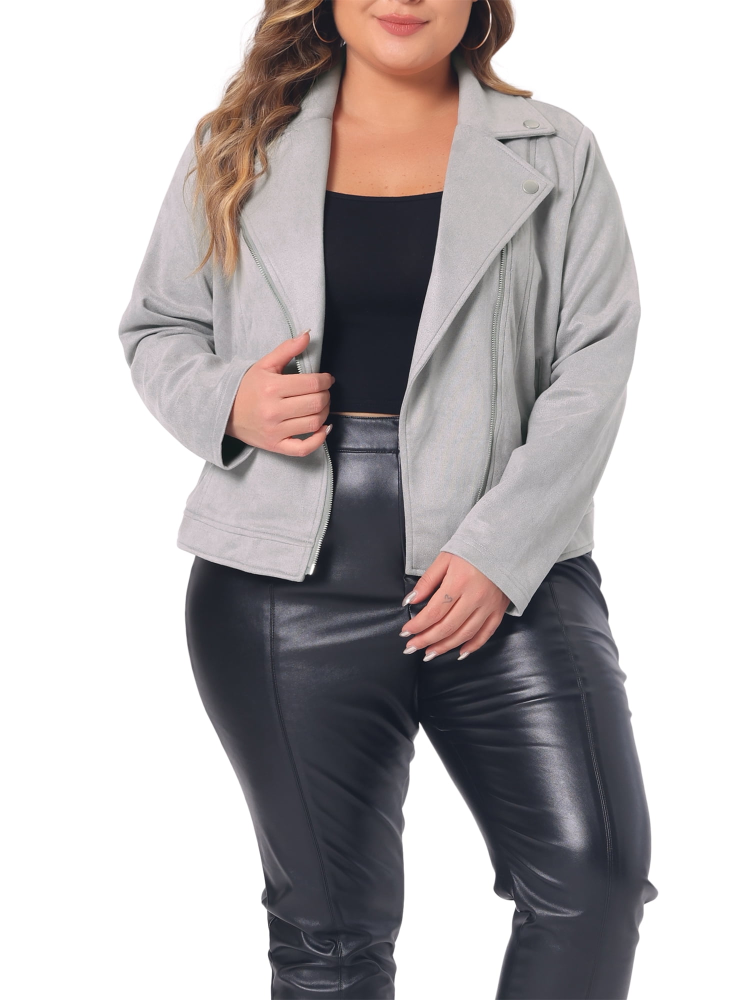 Plus Size Grey Suedette Jacket Lauren Conrad Gray Vegan Suede Moto