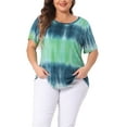 thumbnail image 1 of Agnes Orinda Women's Plus Size T-Shirts Round Neck Short Sleeve Multi Color Tie Dye Casual Tops 3X Blue Green, 1 of 6