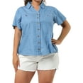 thumbnail image 1 of Agnes Orinda Women's Plus Workout Tops Chest Pocket Button Down Denim Casual Office Shirts, 1 of 7