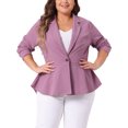 thumbnail image 1 of Agnes Orinda Women's Plus Size Blazer Button Notch Panel Ruffle Peplum Blazers 2X Purple, 1 of 6